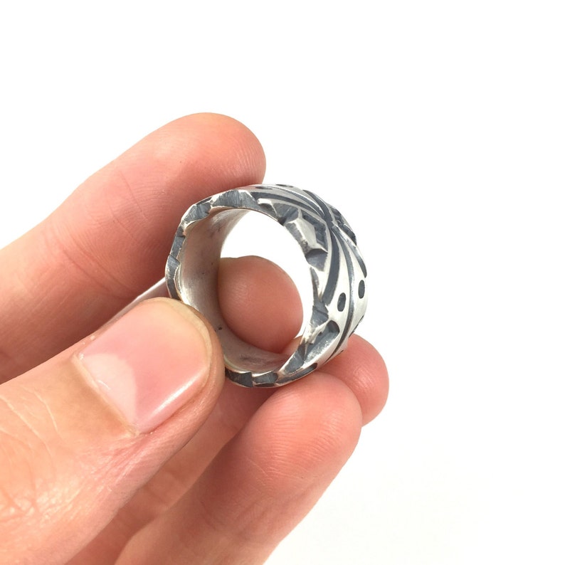 Silver Ring Stamped Design image 4