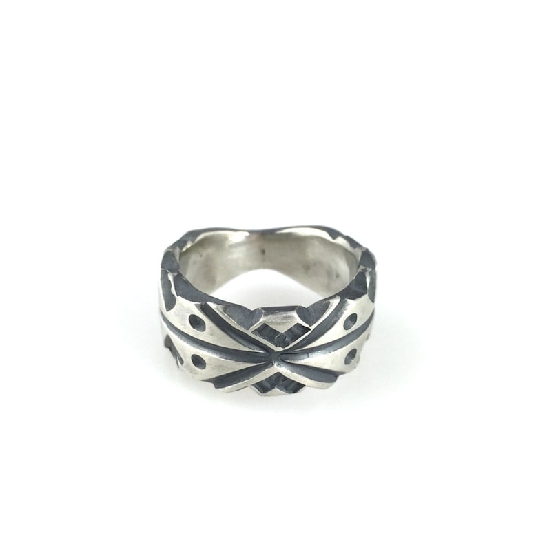 Silver Ring Stamped Design image 1