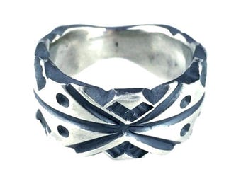 Silver Ring Stamped Design