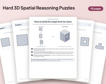 中級レベルの3D空間推理パズル｜ビジュアルロジックワークブック（PDFダウンロード）