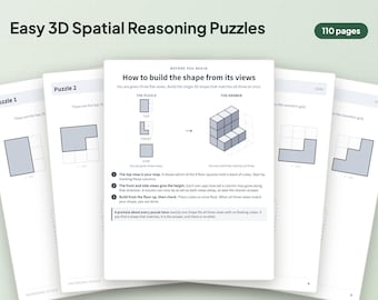 簡単な3D空間推理パズル｜ビジュアルロジックワークブック（PDFダウンロード）