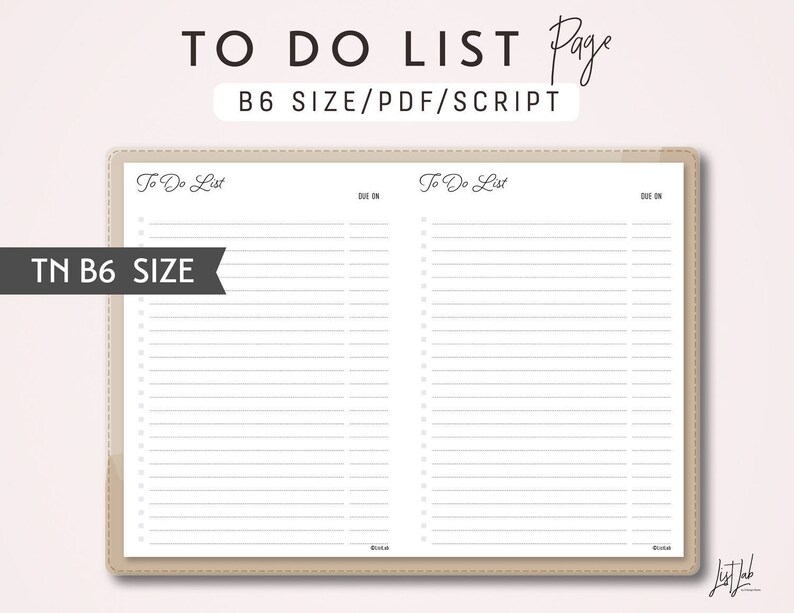B6 TN to Do List Traveler's Notebook Printable Insert - Etsy