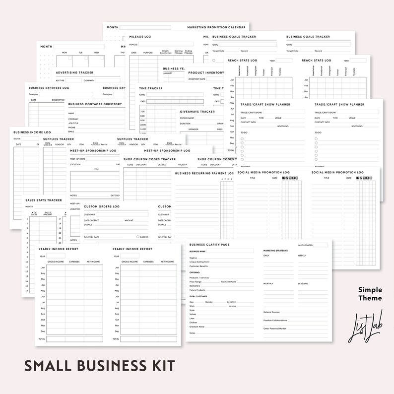 EVERYTHING BUNDLE for Passport size Traveler's Notebook - Printable UNDATED Set - Simple Theme image 3