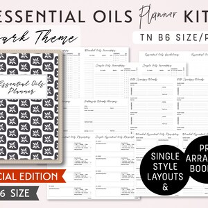 Essential Oils Planner Journal Kit B6 Size Traveler&#39;s Notebook Printable Booklet Insert