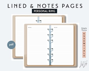 Notiz- und Linienseiten-Set im persönlichen Format – Druckbare Ringplaner-Einlage (PDF) – Schlichtes Design