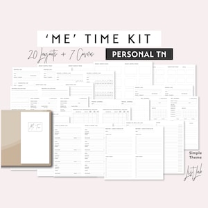 Personal TN ME TIME Kit | Printable Minimalist Traveler&#39;s Notebook Inserts Set | pdf Simple - 20 layouts, Books, Movies, Shows, Travel Logs