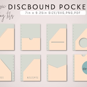 Classic Discbound Size PLANNER POCKETS – Die Cutting Files Set (7 Designs) - svg, png, pdf | diy planner