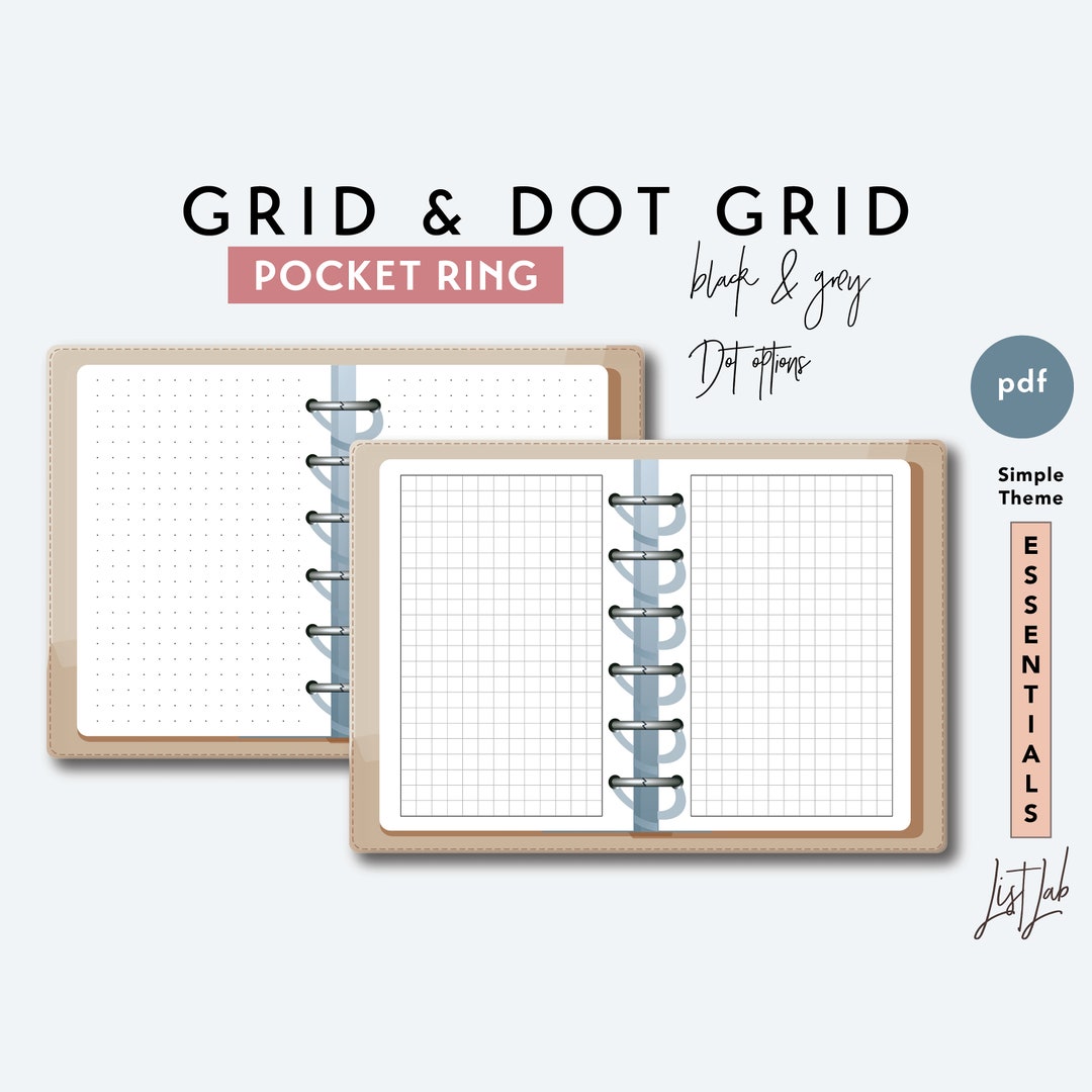 Pocket Ring GRID and DOT GRID Set | Printable Minimalist Ring Planner ...