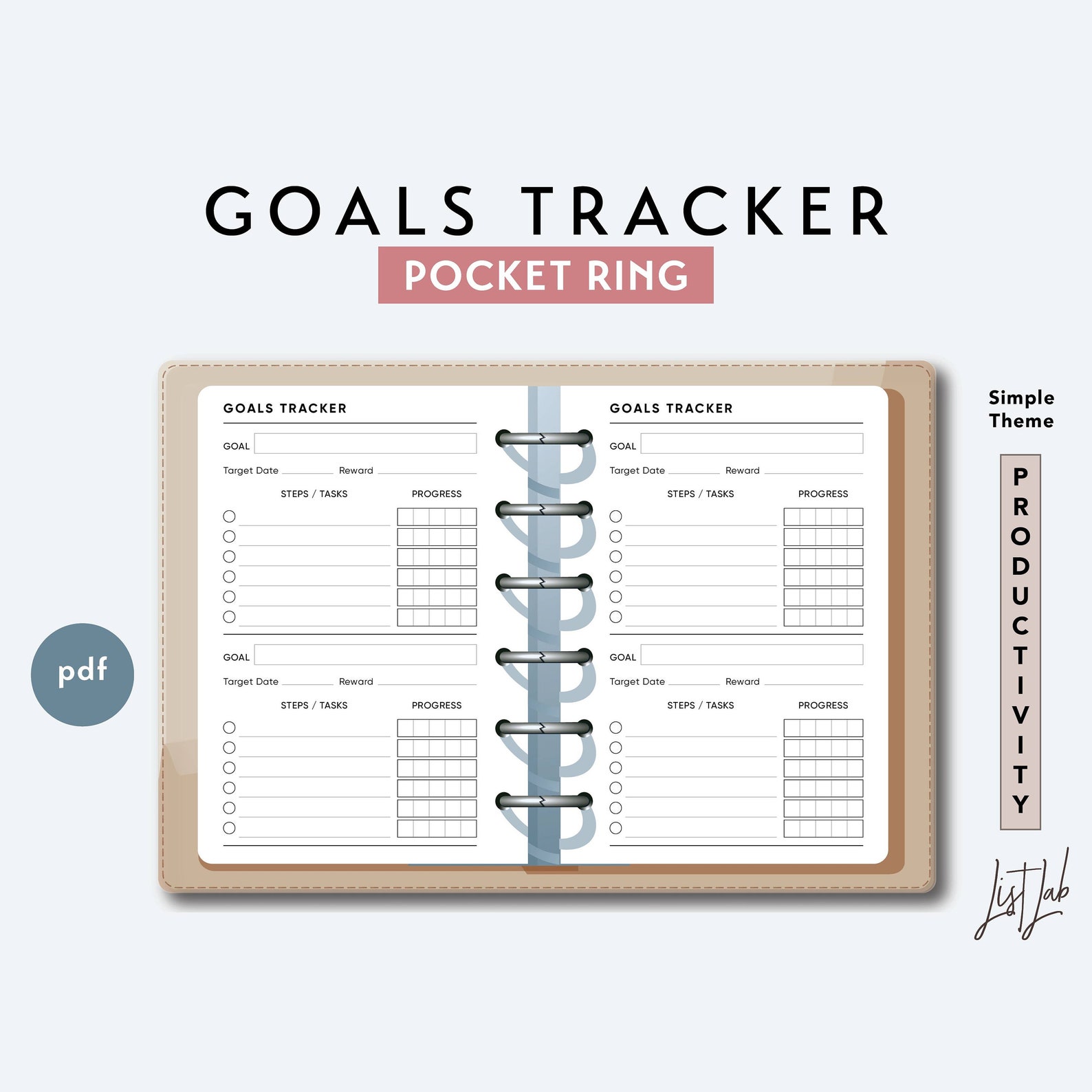 Pocket Ring GOALS TRACKER Printable Ring Planner Insert Etsy