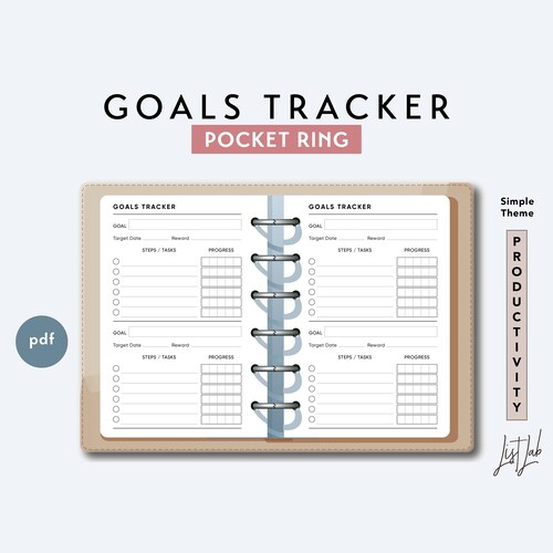 Pocket Ring GOALS TRACKER Printable Ring Planner Insert Etsy