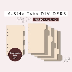 PESSOAL Tamanho do anel 6 Divisores de abas LATERAL - Estilo de abas sobrepostas - Conjunto de arquivos de corte e vinco - svg, png, pdf | planejador faça você mesmo