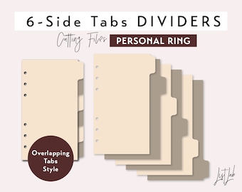 PERSONAL Ring size 6 SIDE Tab Dividers - Overlapping Tabs Style – Die Cutting Files Set - svg, png, pdf | diy planner