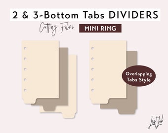 MINI Ring 2 & 3 BOTTOM Tab Dividers - Overlapping Tabs Style – Die Cutting Files Set | Planner Cutting Template | diy planner, diy divider