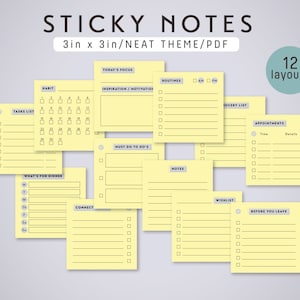 STICKY NOTES Printable PDF - fits 3in by 3in Notepads