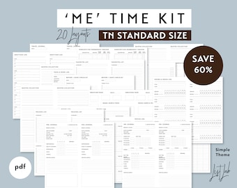 Kit standard TN ME TIME / Set di inserti per quaderni da viaggio minimalisti stampabili / PDF semplice - 20 layout, libri, film, spettacoli, diari di viaggio