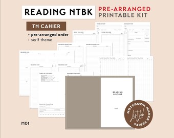 Cahier TN READING Notebook Pre-arranged Printable Kit | Traveler's Notebook Insert Set | Reading Journal Insert V2.0