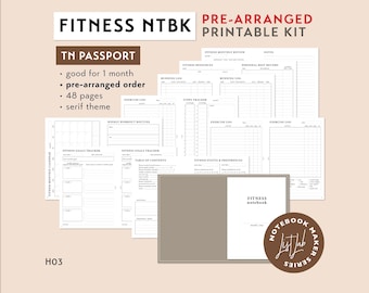 Passport TN FITNESS Notebook Pre-arranged Printable Kit | TN Insert Set | Exercise Log, Movement Tracker, Health Planner