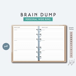 Personal Wide BRAIN DUMP - Printable Ring Planner Insert PDF - Simple Theme