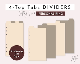 PERSONAL Ring size 4 TOP Tab Dividers - Overlapping Tabs Style – Die Cutting Files Set - svg, png, pdf | diy planner