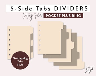 POCKET PLUS Ring size 5 SIDE Tab Dividers - Overlapping Tabs Style – Die Cutting Files Set - svg, png, pdf | diy planner