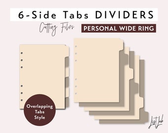 PERSONAL WIDE Ring size 6 SIDE Tab Dividers - Overlapping Tabs Style – Die Cutting Files Set - svg, png, pdf | diy planner