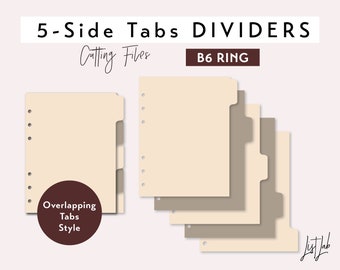 B6 Ringgröße 5 Seitliche Register – Überlappende Register – Stanzdateien-Set – SVG, PNG, PDF | DIY-Planer