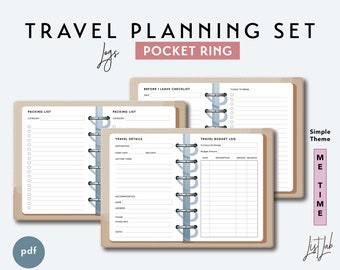 Reiseplaner-Set mit Ringbuchfunktion | Minimalistische, druckbare Einlagen für Ringbuchplaner | PDF | Schlichtes Design