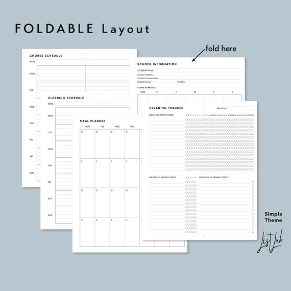 Half Size Household Management Printables