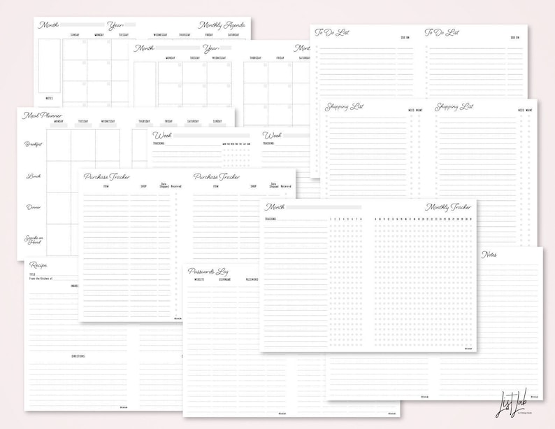 B6 Size Traveler's Notebook COMPLETE Inserts Bundle - Printable PDF ...