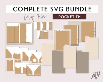 Pocket TN Komplettes SVG-Schnittdateien-Bundle – Traveler's Notebook Stanzdateien-Set – svg, png, pdf