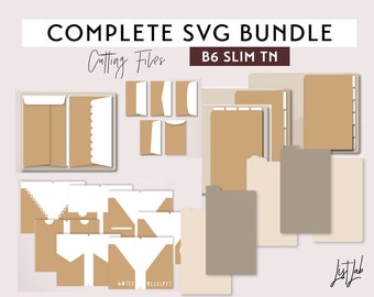 B6 Slim TN COMPLETE SVG Cut Files Bundle – Traveler's Notebook Die Cutting Files Set - svg, png, pdf