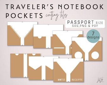 Passport Size SVG Traveler's Notebook Pockets – Die Cutting Files (7 Designs) | diy planner