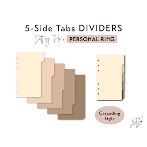 PERSONAL Ring size 5-SIDE Tab Dividers - Cascading Tabs Style – Die Cutting Files Set | diy planner