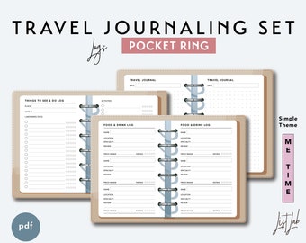 Reisetagebuch-Set mit Ringbuchfunktion | Minimalistischer, ausdruckbarer Ringplaner-Einsatz | PDF | Schlichtes Design