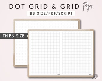 B6 TN Dot Grid and Grid - Printable Traveler's Notebook Insert - Script Theme