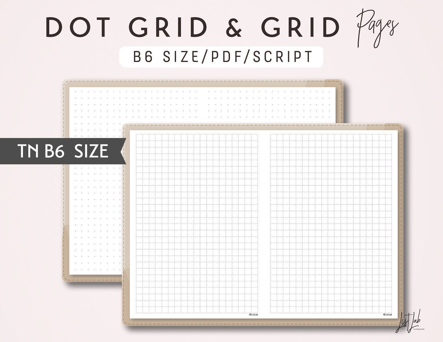 B6 TN Dot Grid and Grid Printable Traveler's Notebook - Etsy