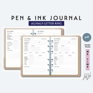 A5 and Half-Letter PEN and INK JOURNAL Set  | Printable  Ring /Discbound Planner Inserts Set pdf | Simple Theme