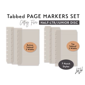 Junior/Half-Letter Disc Tabbed Page Markers - 3 widths – Discbound Planner Die Cutting Files Set - svg, png, pdf | diy planner