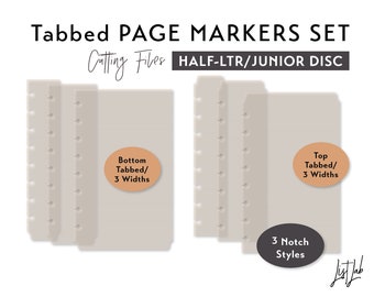 Junior/Half-Letter Disc Tabbed Page Markers - 3 widths – Discbound Planner Die Cutting Files Set - svg, png, pdf | diy planner