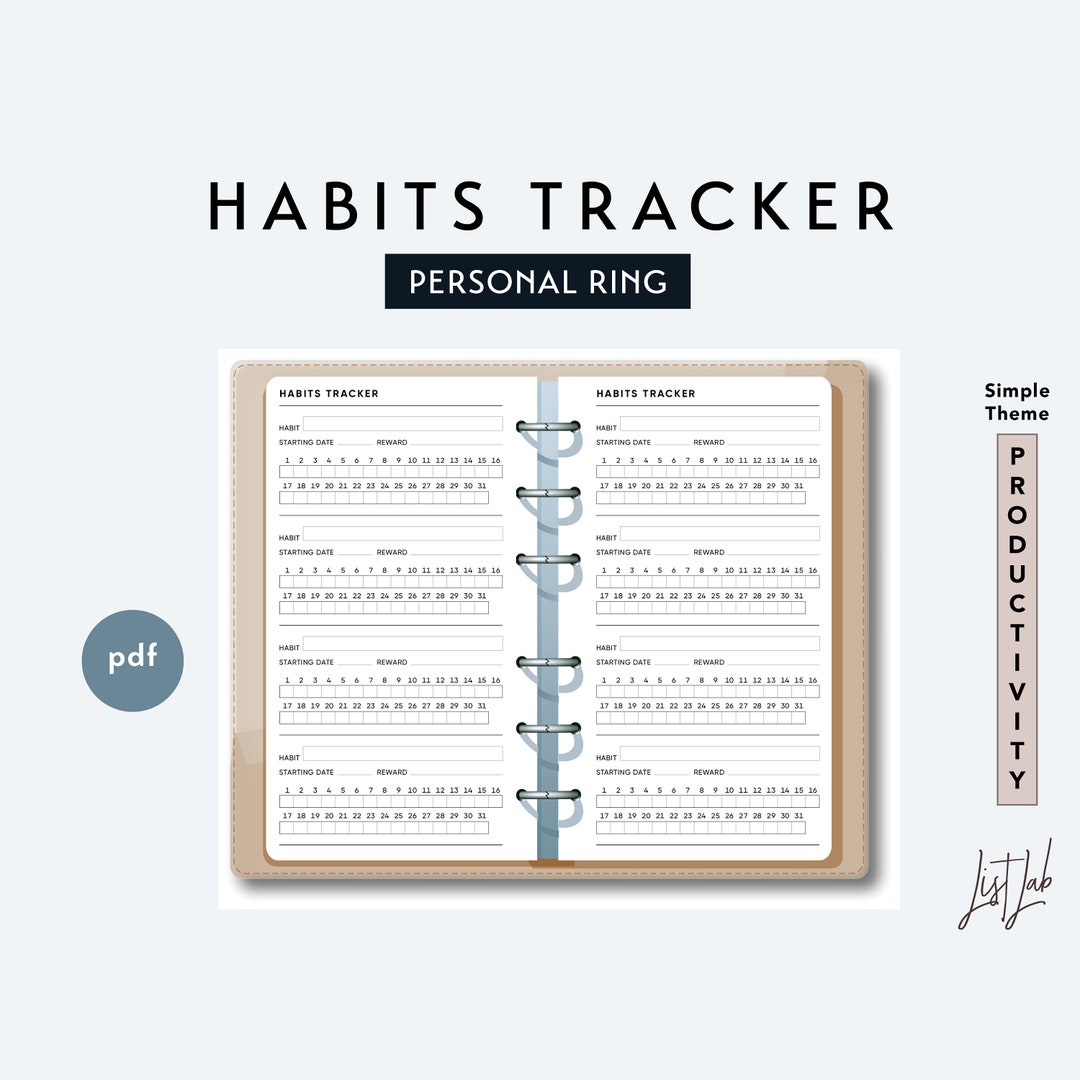 Personal Size HABITS TRACKER - Printable Ring Planner Insert PDF ...