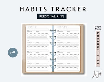 Personal Size HABITS TRACKER - Printable Ring Planner Insert PDF - Simple Theme