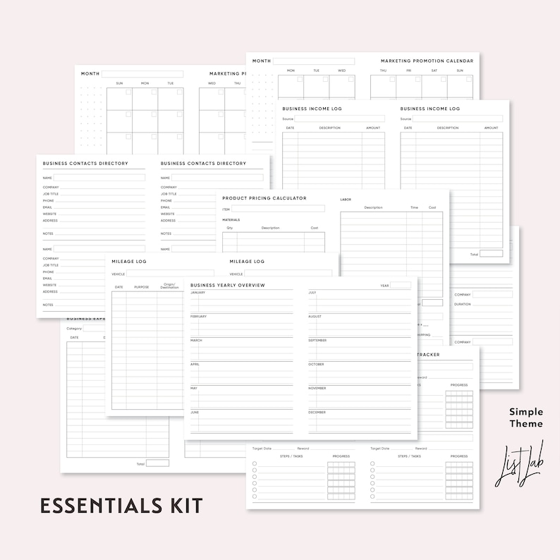 EVERYTHING BUNDLE for Passport size Traveler's Notebook - Printable UNDATED Set - Simple Theme image 6