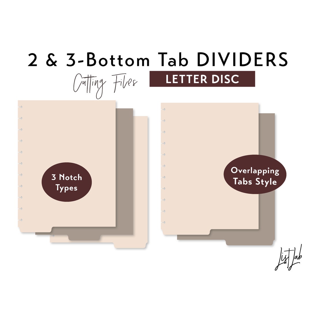 LETTER Disc Size 2 and 3 BOTTOM Tab Dividers - Overlapping Tabs Style ...