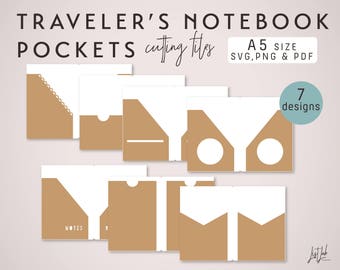 A5 Size SVG Traveler's Notebook Pockets – Die Cutting Files (7 Designs) | diy planner