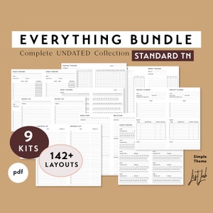 EVERYTHING BUNDLE for Standard Size Traveler&#39;s Notebook - Printable UNDATED Set - Simple Theme
