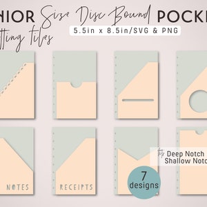 Junior Discbound Size PLANNER POCKETS – Die Cutting Files Set (7 Designs) - svg, png | diy planner