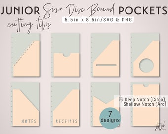 Junior Discbound Size PLANNER POCKETS – Die Cutting Files Set (7 Designs) - svg, png | diy planner