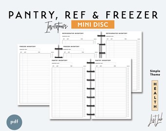 Mini Disc PANTRY, REF and FREEZER Inventories | Printable Minimalist Discbound Planner Inserts Set | pdf | Simple Theme, Homemaker Planner