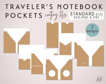 Standard Size Traveler's Notebook Pockets – Die Cutting Files (7 Designs) - SVG | diy planner