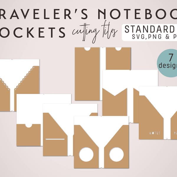 Standard Size Traveler's Notebook Pockets – Die Cutting Files (7 Designs) - SVG | diy planner